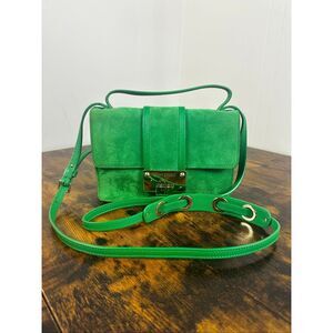Jimmy Choo Rebel Green Suede 2 Way Bag Crossbody Top Carry